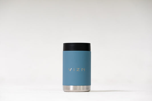 Stubby Buddy can cooler with double-walled vacuum insulation and screw top lid