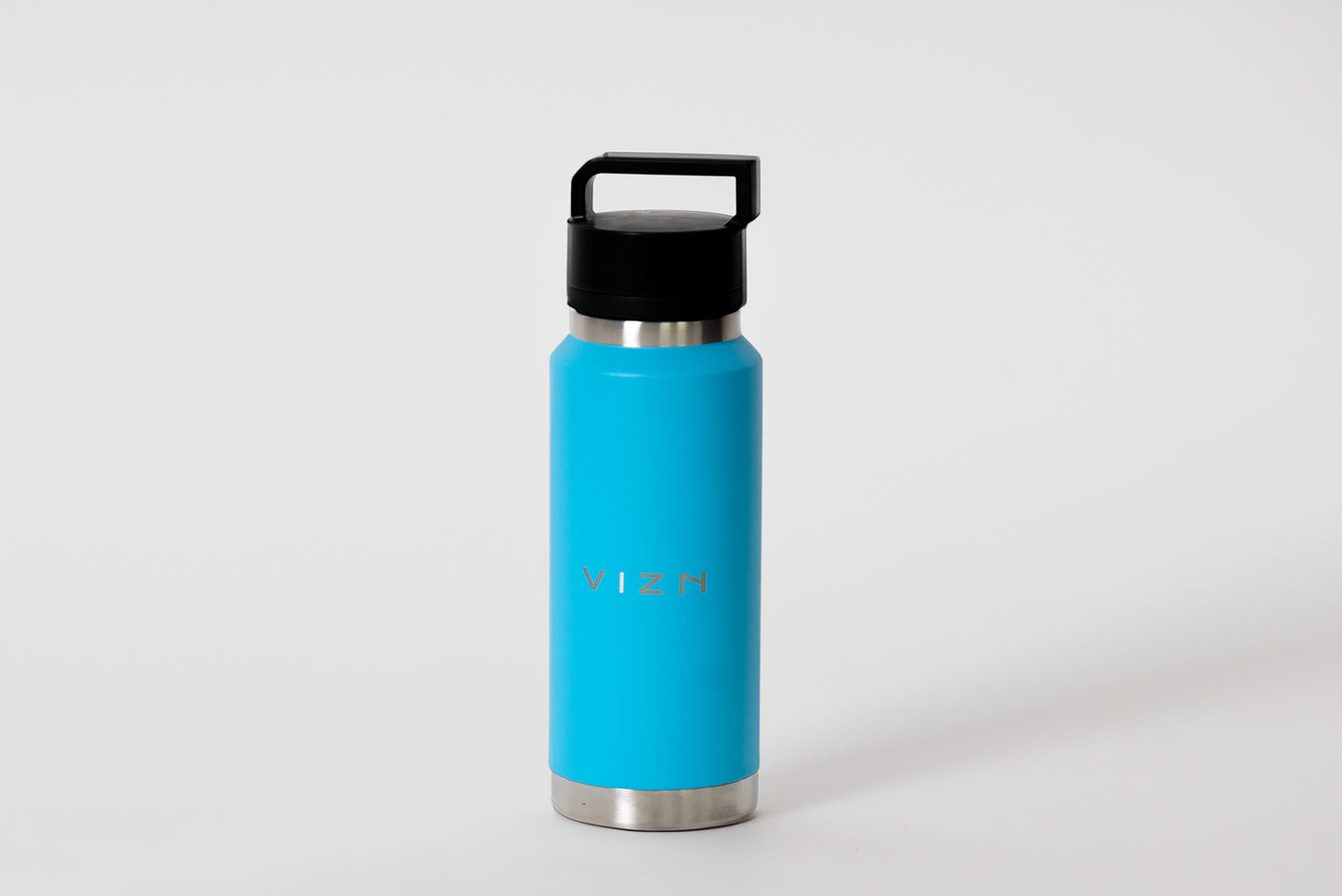 36oz vacuum insulated water bottle with straw lid and carry handle in sky blue