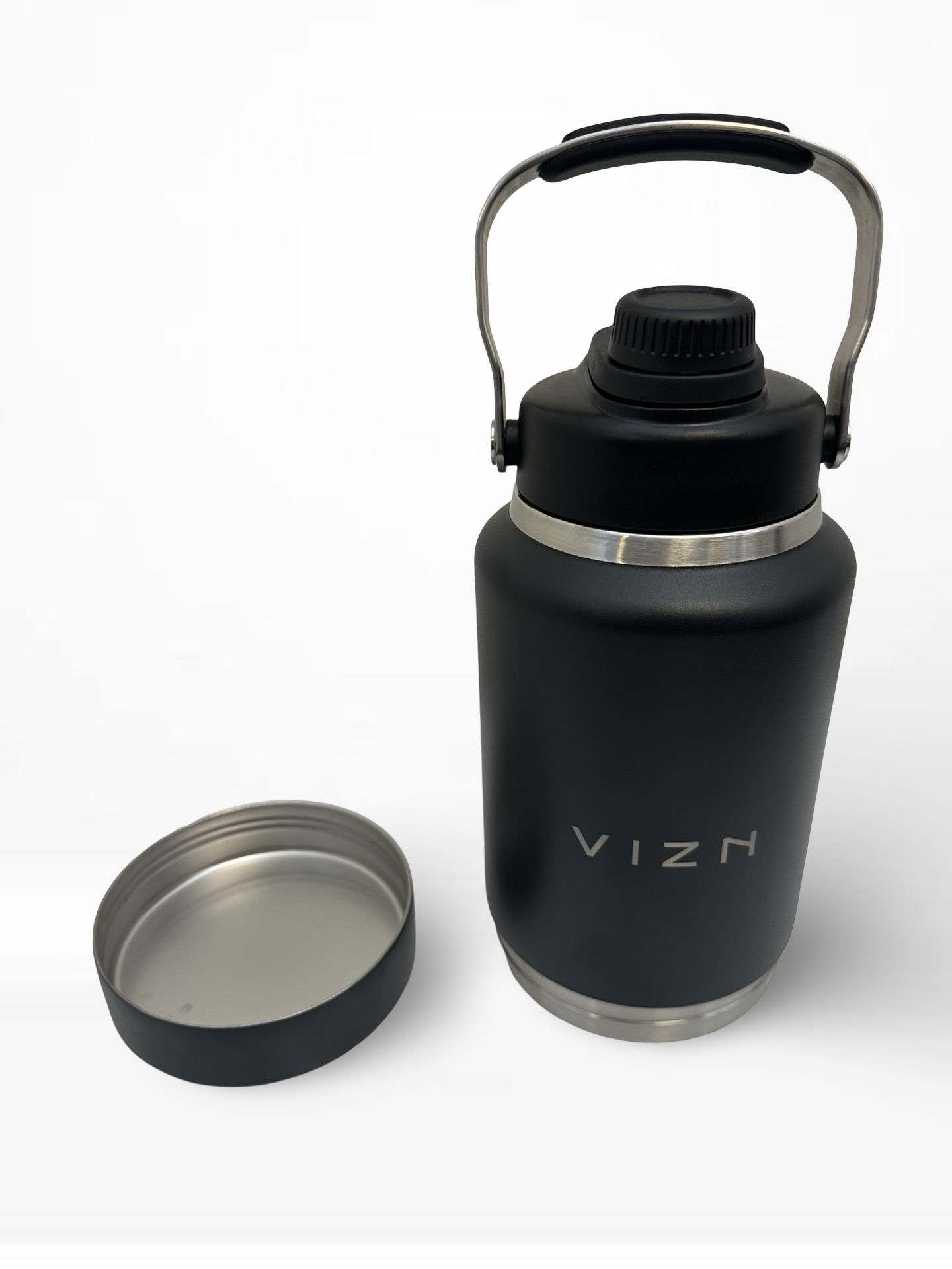 Stainless steel dog water bottle with detachable bowl and carry handle