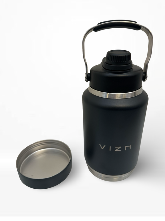 Stainless steel dog water bottle with detachable bowl and carry handle