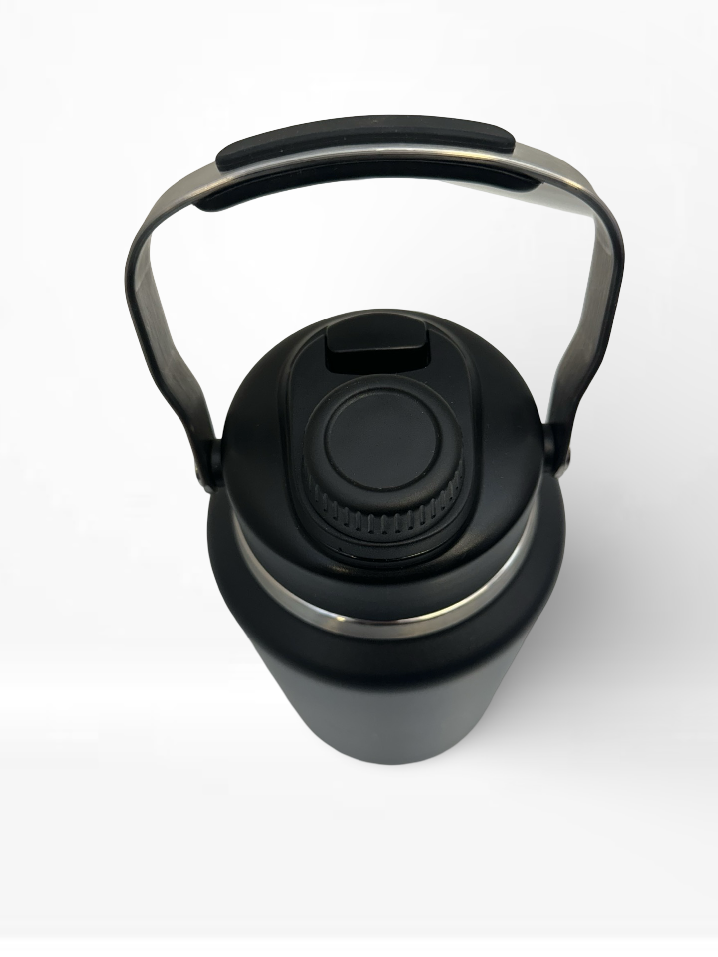 Dog water bottle with screw top lid and carry handle for long walks