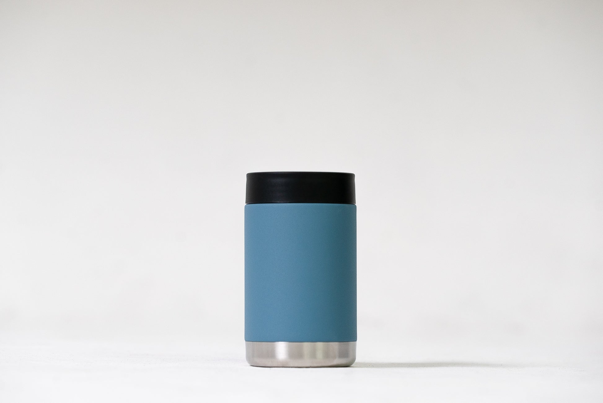 Stainless steel can cooler keeping a 375ml can cold with condensation-free design