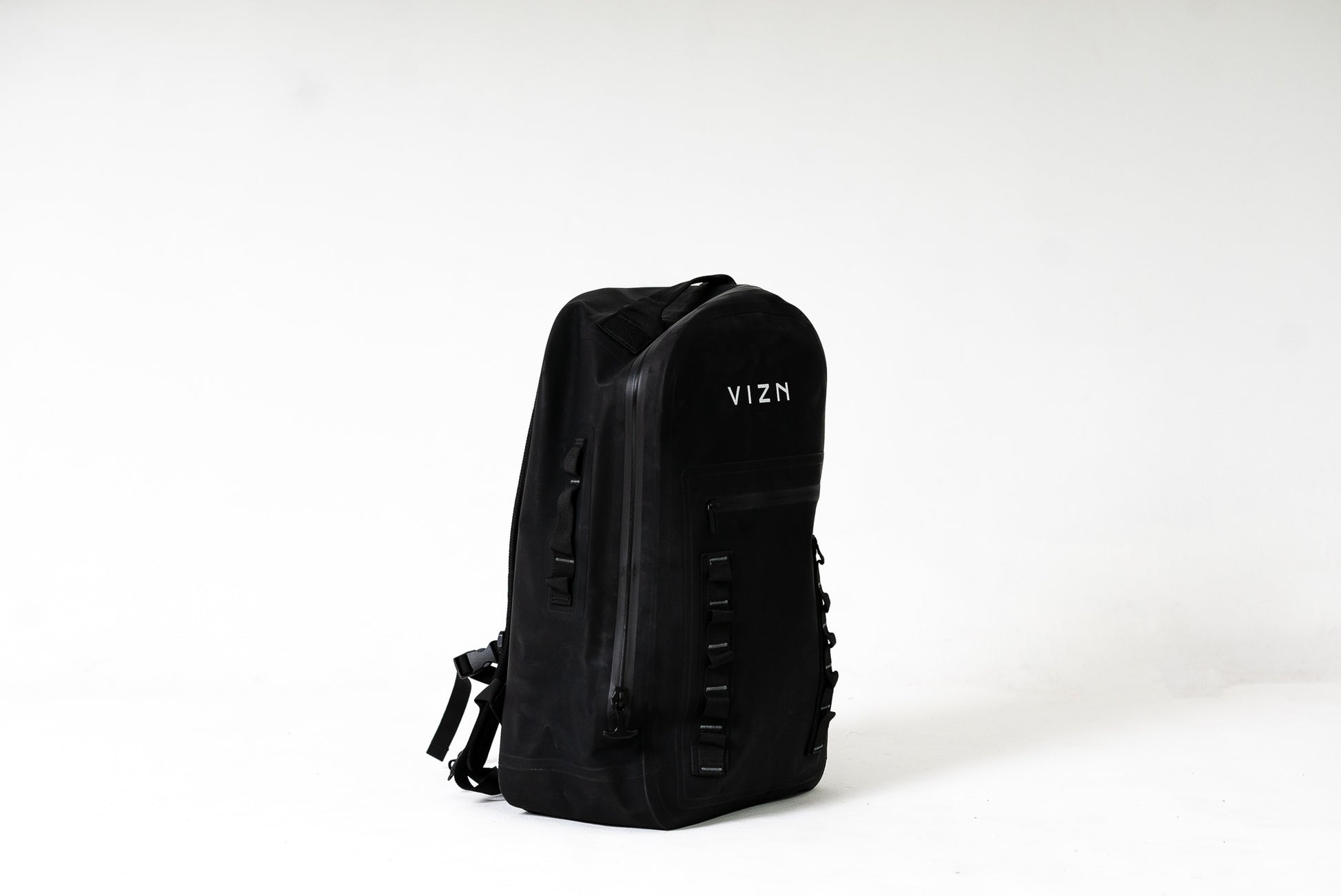 Waterproof backpack with exterior zipper pocket and multiple interior pockets